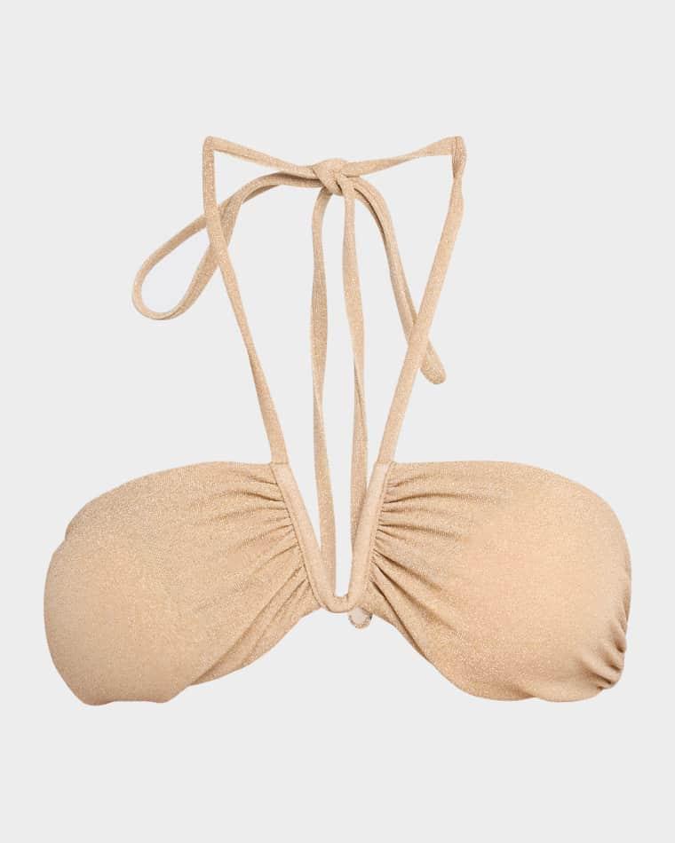 June Metallic Halter Bikini Top by RAMY BROOK