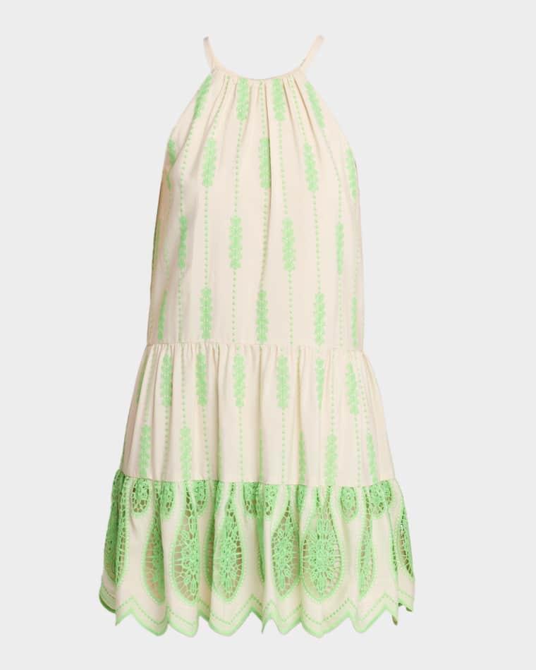 Kaelyn Embroidered High-Neck Mini Dress by RAMY BROOK