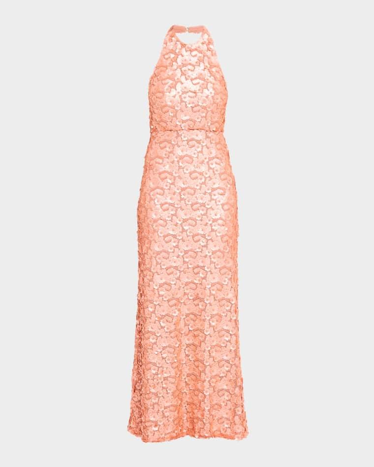 Kinsley Floral Sequin Halter Gown by RAMY BROOK
