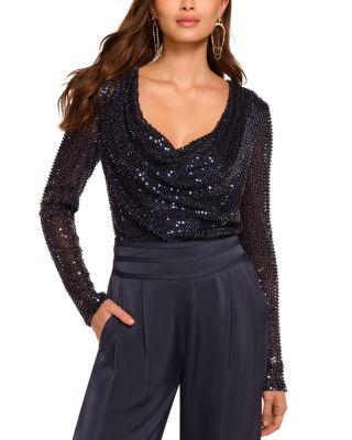 Leon Beaded Cowlneck Top by RAMY BROOK