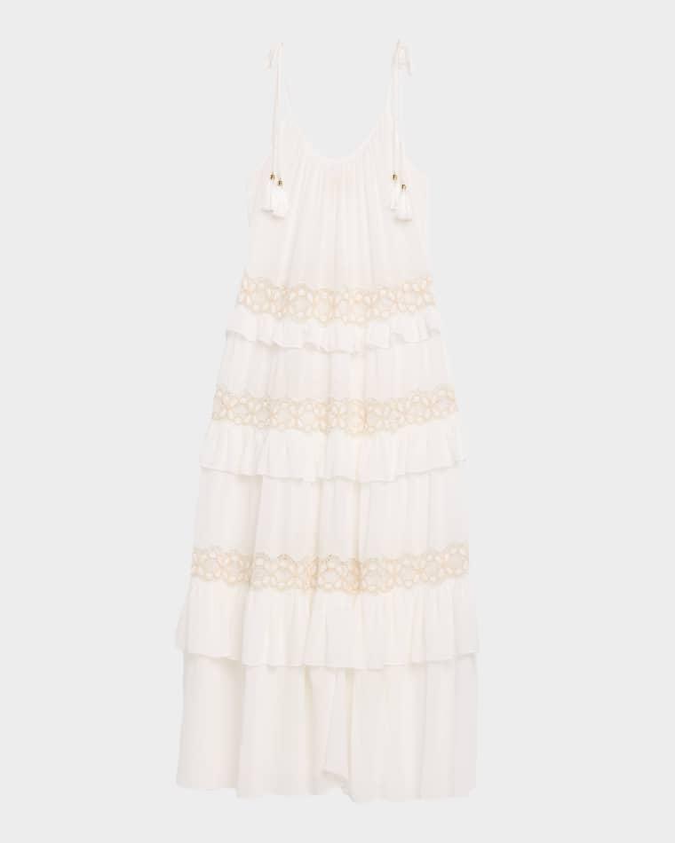 Lisbeth Embroidered Tiered Maxi Dress Coverup by RAMY BROOK
