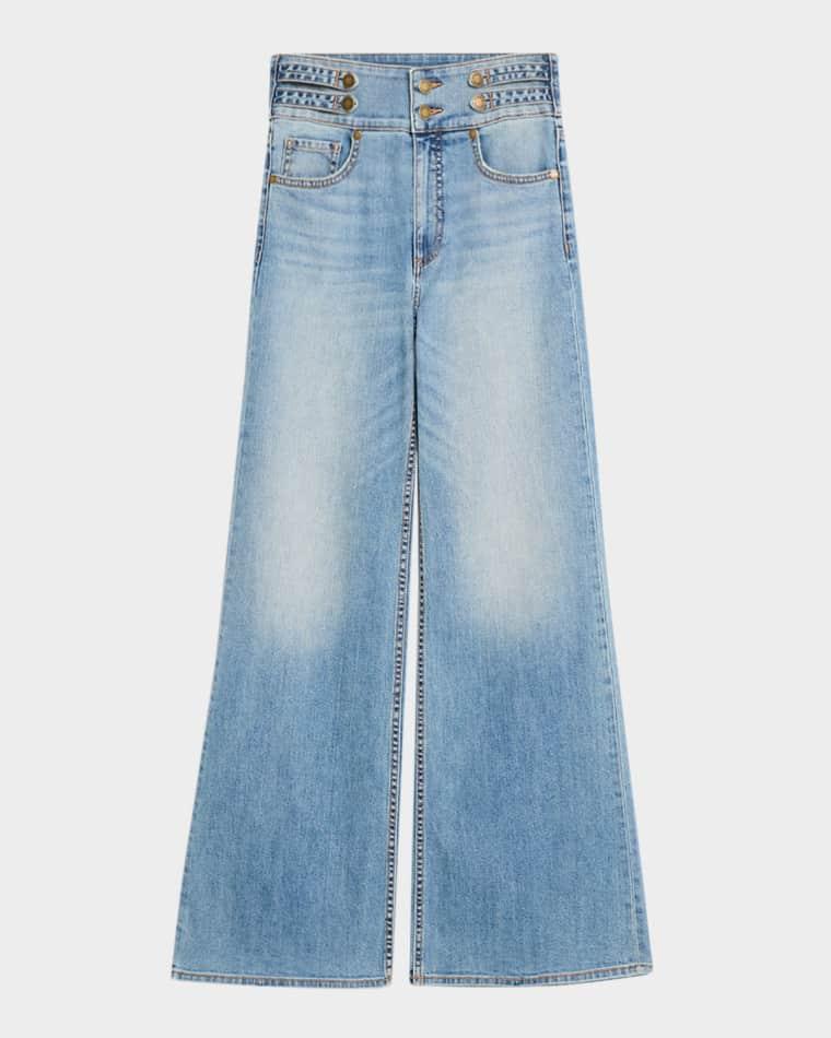 Liv Double-Button Wide-Leg Jeans by RAMY BROOK