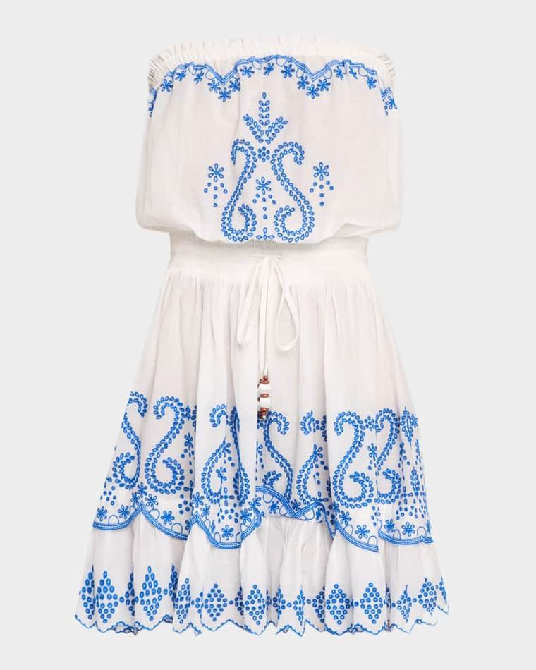 Natalie Embroidered Strapless Mini Dress by RAMY BROOK