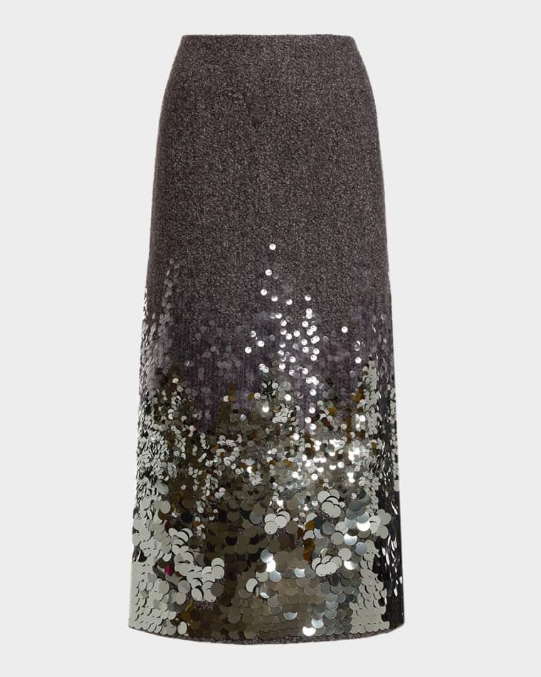 Peter Sequined Wool-Blend Midi Skirt by RAMY BROOK