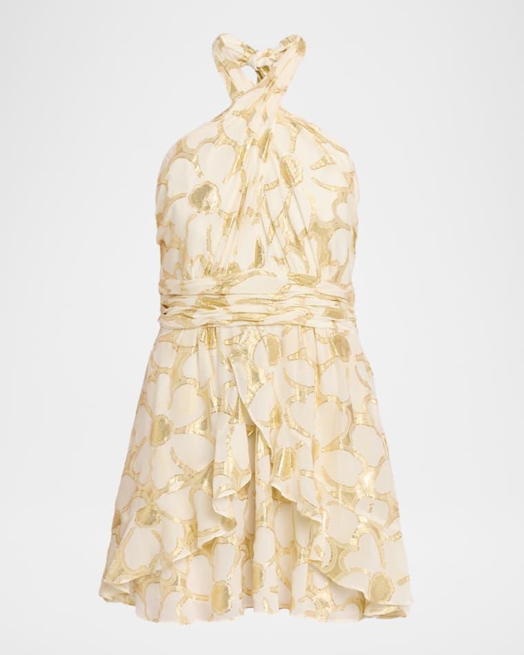 Reuben Metallic Floral Halter Mini Dress by RAMY BROOK
