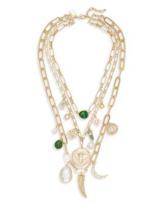 Stone Charm Jewelry Multi Stone Layered Statement Necklace by RAMY BROOK