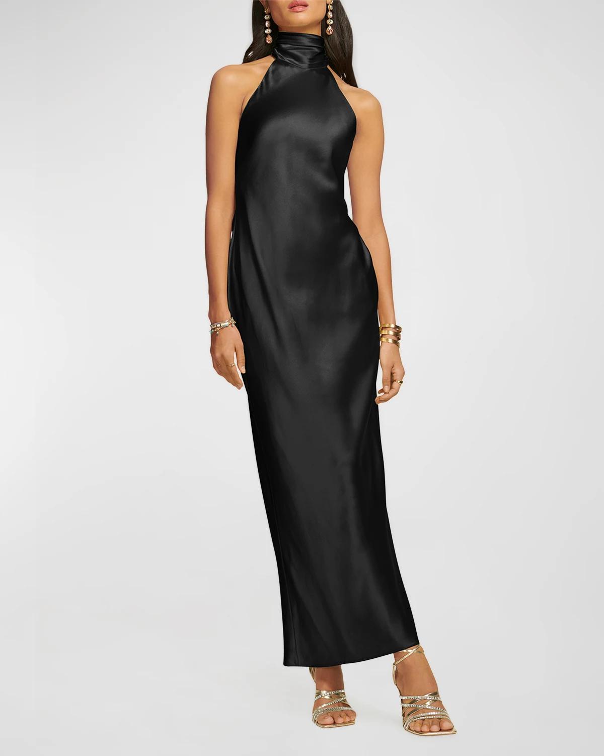 Tatiana Low-Cut Halter Column Gown by RAMY BROOK