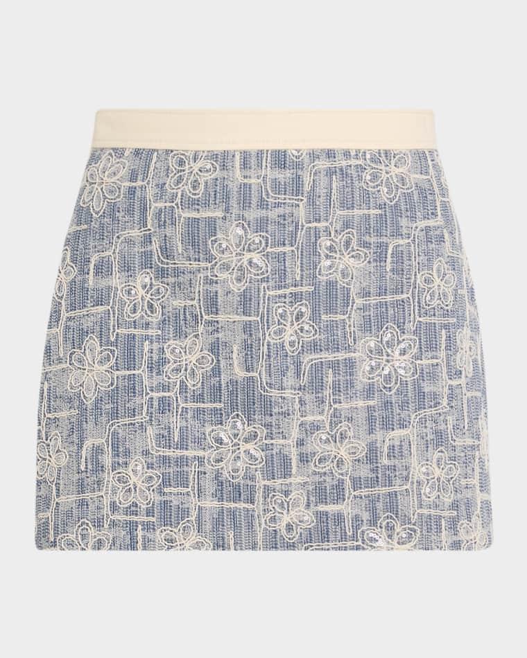 Theodore Floral Embroidered Mini Skirt by RAMY BROOK