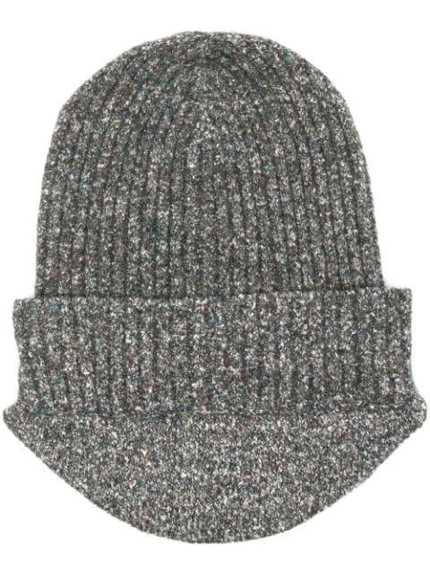 mélange-effect ribbed-knit beanie by RANRA