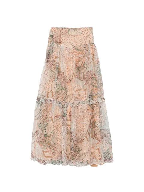 Cecilia paisley-print ruffled skirt by RAQUEL DINIZ