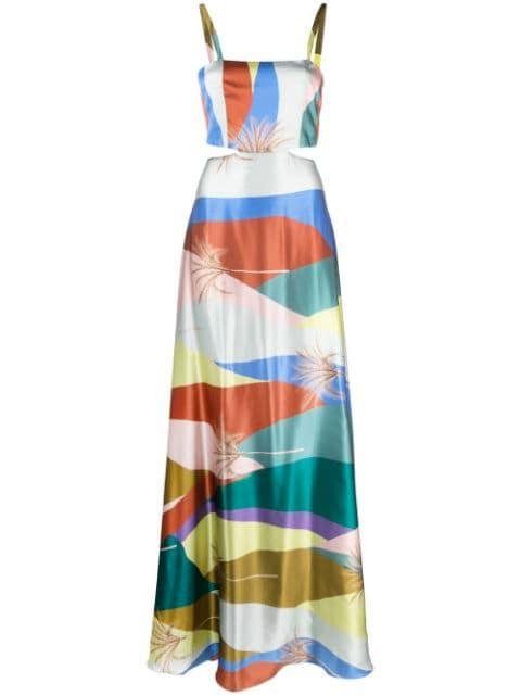 Colourful Sunset-print silk gown by RAQUEL DINIZ