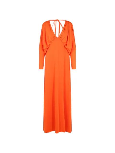 V-neck tie maxi dress by RAQUEL DINIZ