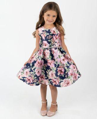 Toddler and Little Girls' Mikado Printed Fit and Flare Dress by RARE EDITIONS