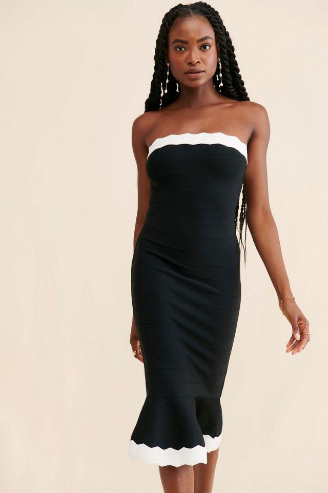 Rare London Wavy Trim Fishtail Dress by RARE LONDON