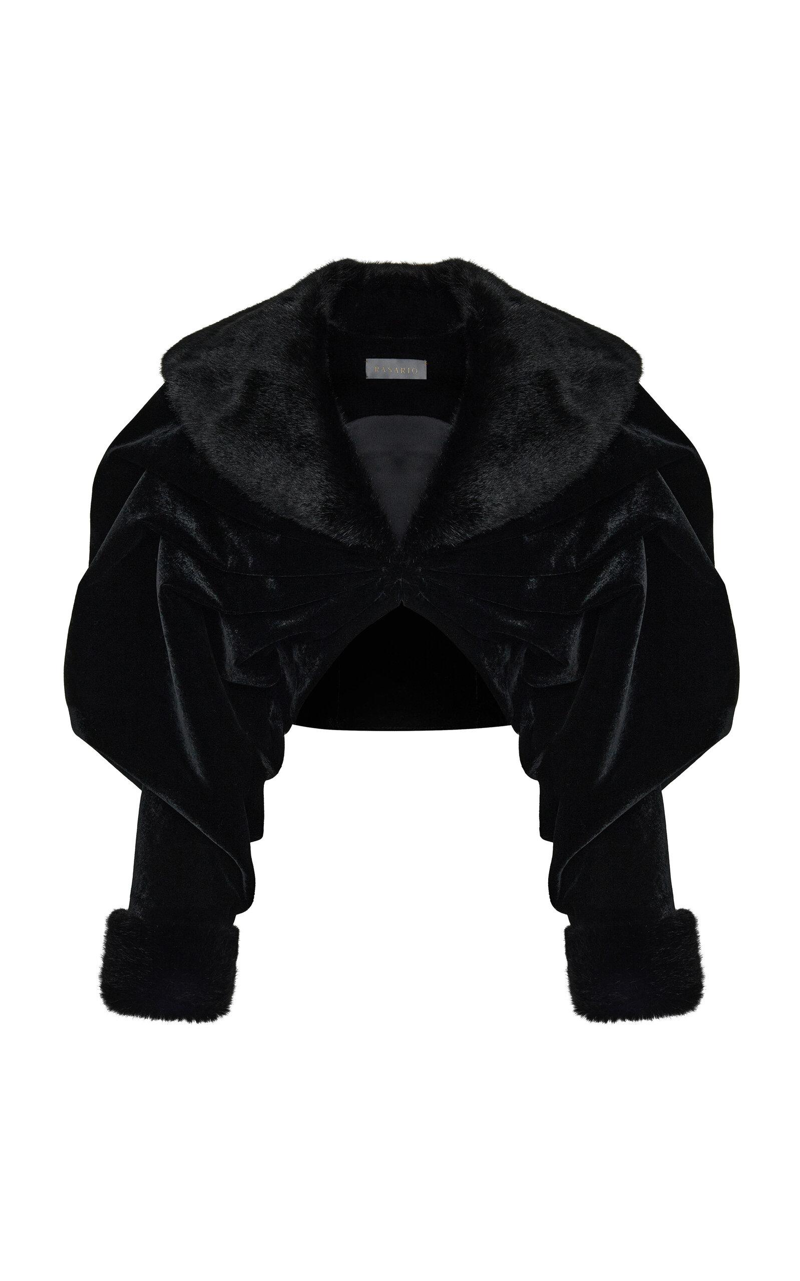 Rasario Cropped Velvet & Faux Fur Coat - Moda Operandi by RASARIO