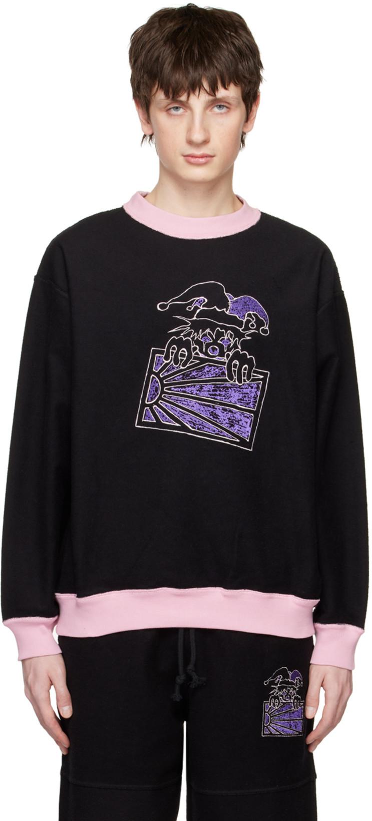 Black Embroidered Clown Sweatshirt by RASSVET