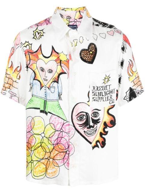 Drawstrings graphic-print shirt by RASSVET