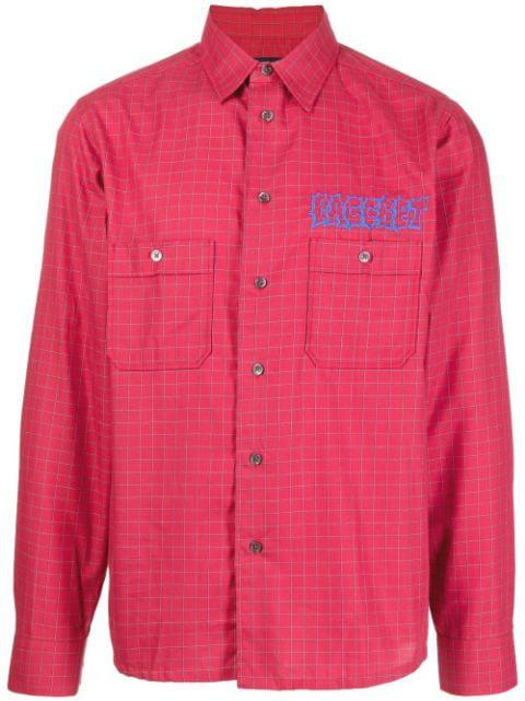 check-pattern logo-print shirt by RASSVET