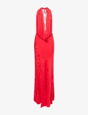 Alita Backless Satin Maxi Dress by RAT&BOA