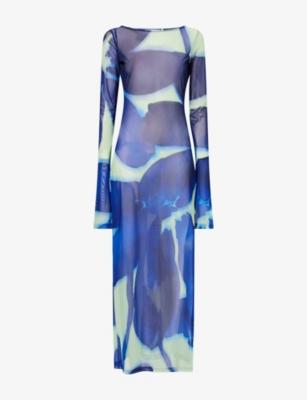 Santino Long-Sleeve Stretch-Mesh Maxi Dress by RAT&BOA