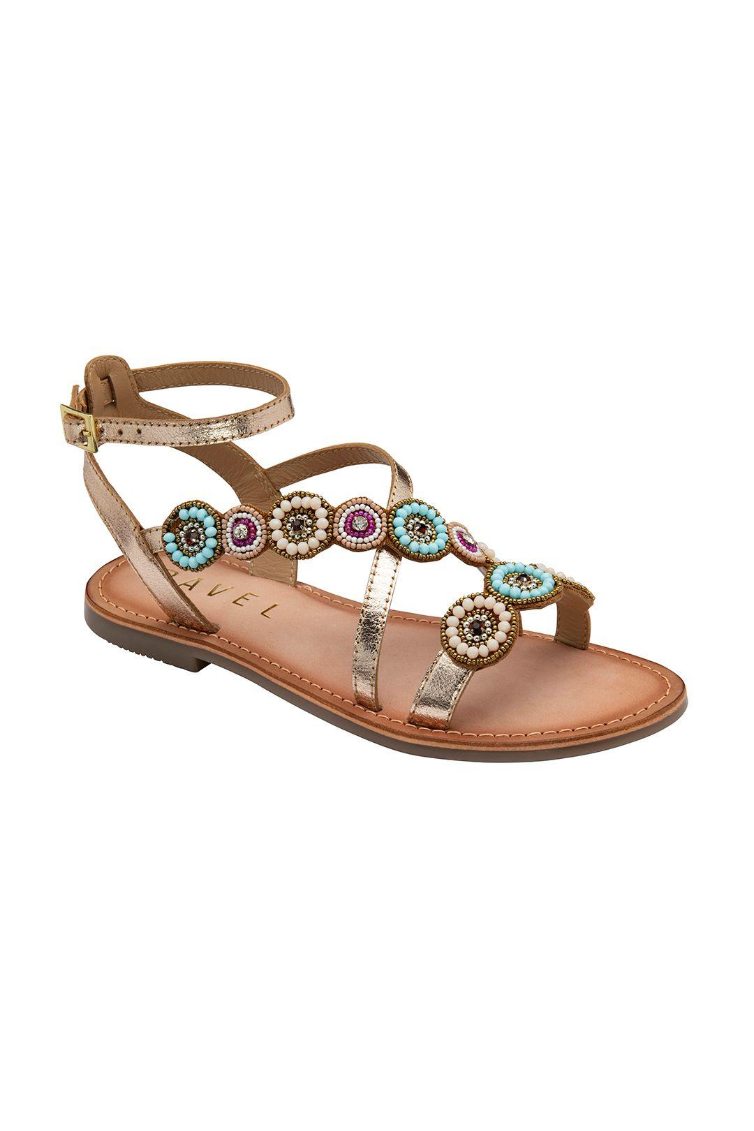 Gold Leather 'Alford' Flat Sandals by RAVEL