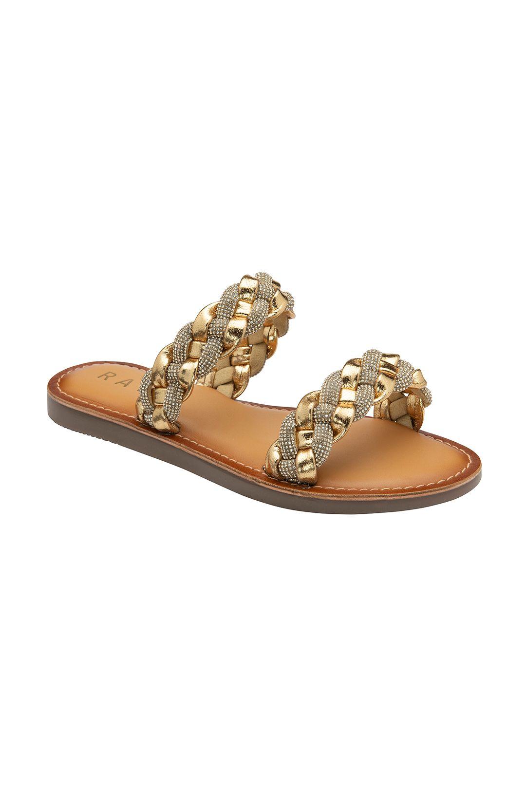 Pewter & Gold Leather 'Naroo' Mule Sandals by RAVEL