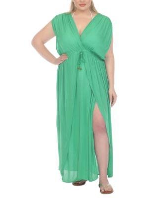 Plus Size Front Slit Cover-Up Maxi Dress by RAVIYA