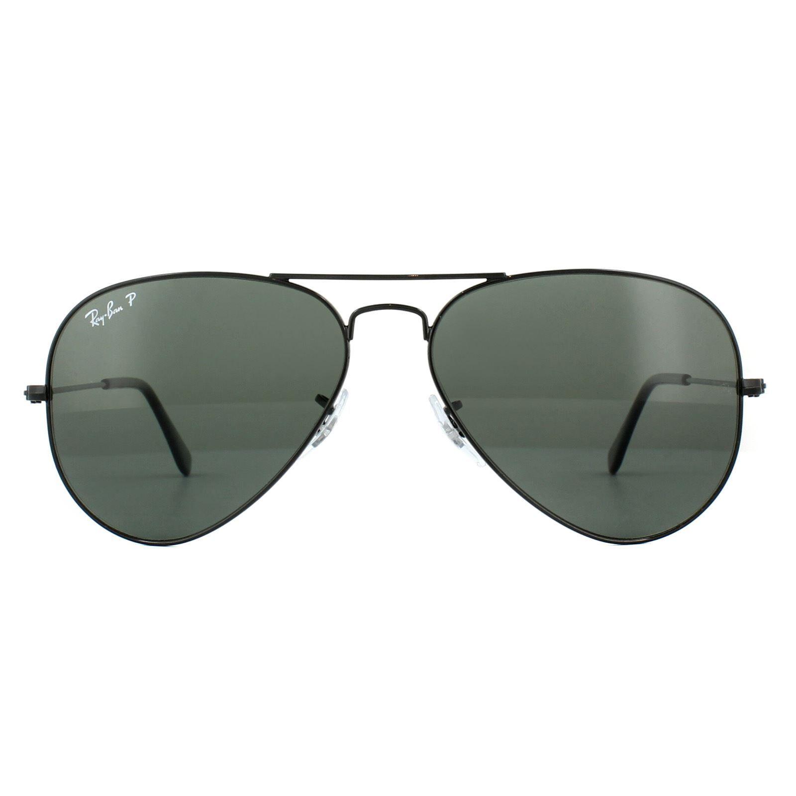 Aviator Black Green Polarized Aviator 3025 Sunglasses by RAY-BAN Aviator Black Green Polarized Aviator 3025 Sunglasses by RAY-BAN