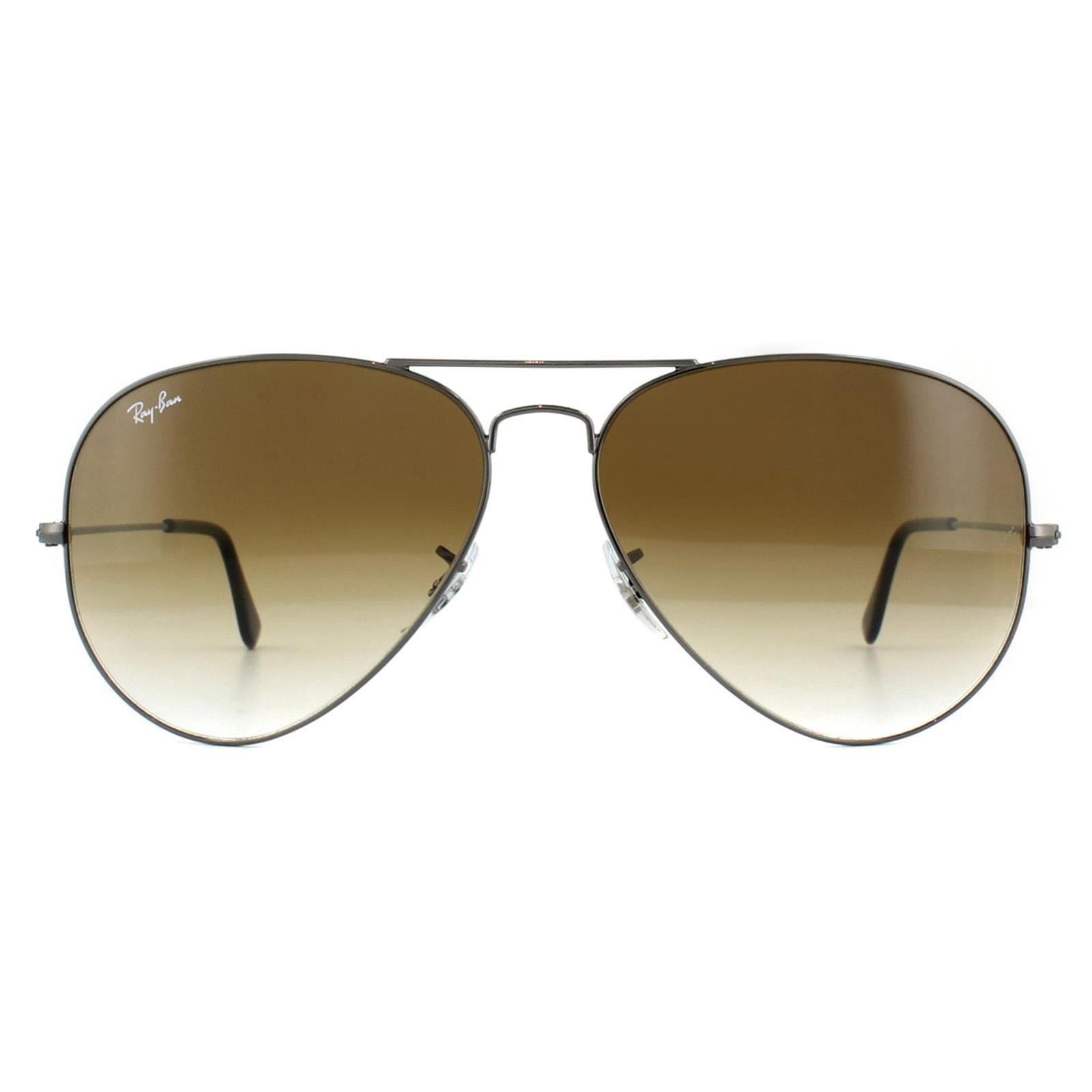 Aviator Gunmetal Brown Gradient Sunglasses by RAY-BAN