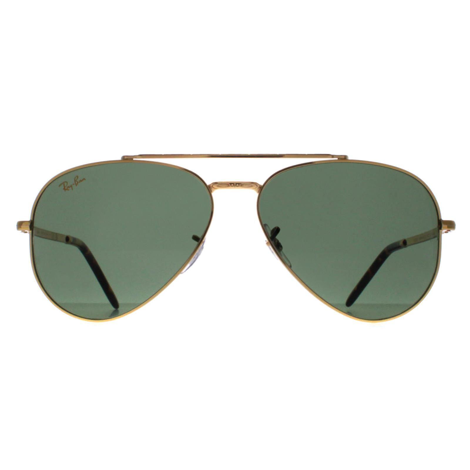 Aviator Polished Gold Green RB3625 New Aviator by RAY-BAN
