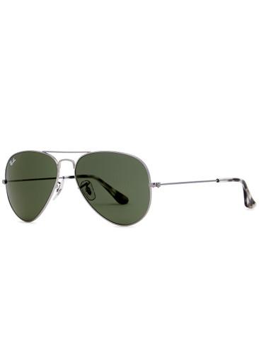 Matte silver-tone aviator sunglasses by RAY-BAN