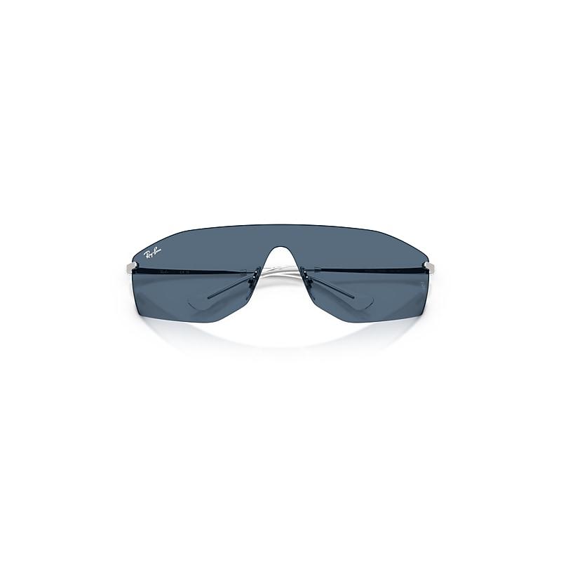 Ray-Ban Alix Bio-based Sunglasses Silver Frame Blue Lenses by RAY-BAN