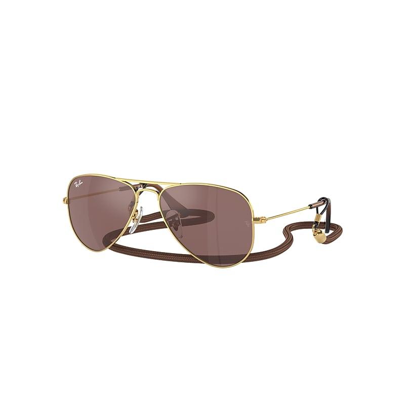 Ray-Ban Aviator Kids Sunglasses Arista Gold Frame Brown Lenses by RAY-BAN
