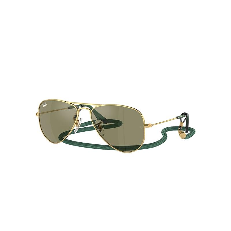Ray-Ban Aviator Kids Sunglasses Arista Gold Frame Green Lenses by RAY-BAN