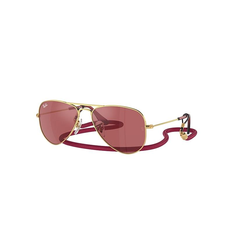 Ray-Ban Aviator Kids Sunglasses Arista Gold Frame Red Lenses by RAY-BAN