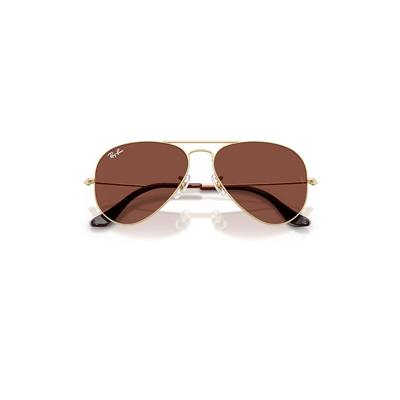 Ray-Ban Aviator Large Metal Sunglasses Arista Gold Frame Red Lenses by RAY-BAN