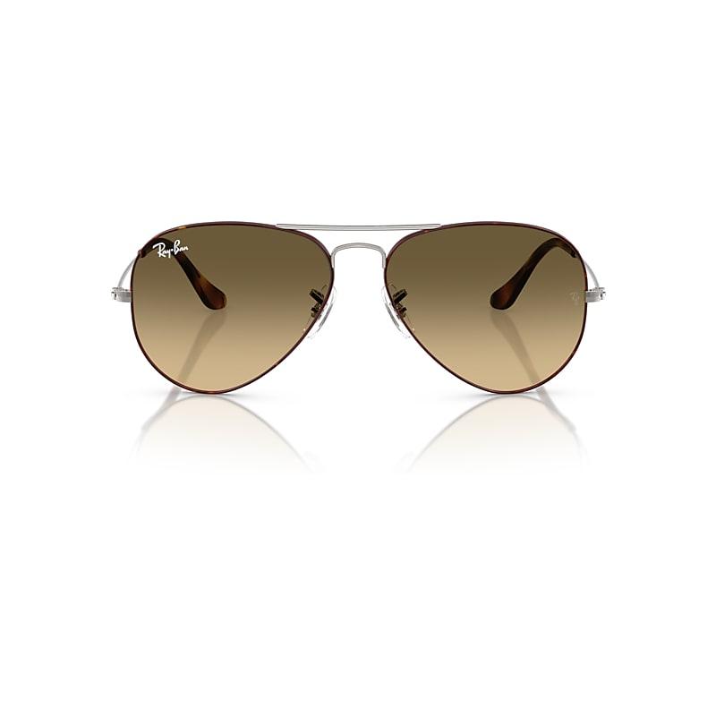 Ray-Ban Aviator Large Metal Sunglasses Gunmetal Frame Brown Lenses by RAY-BAN