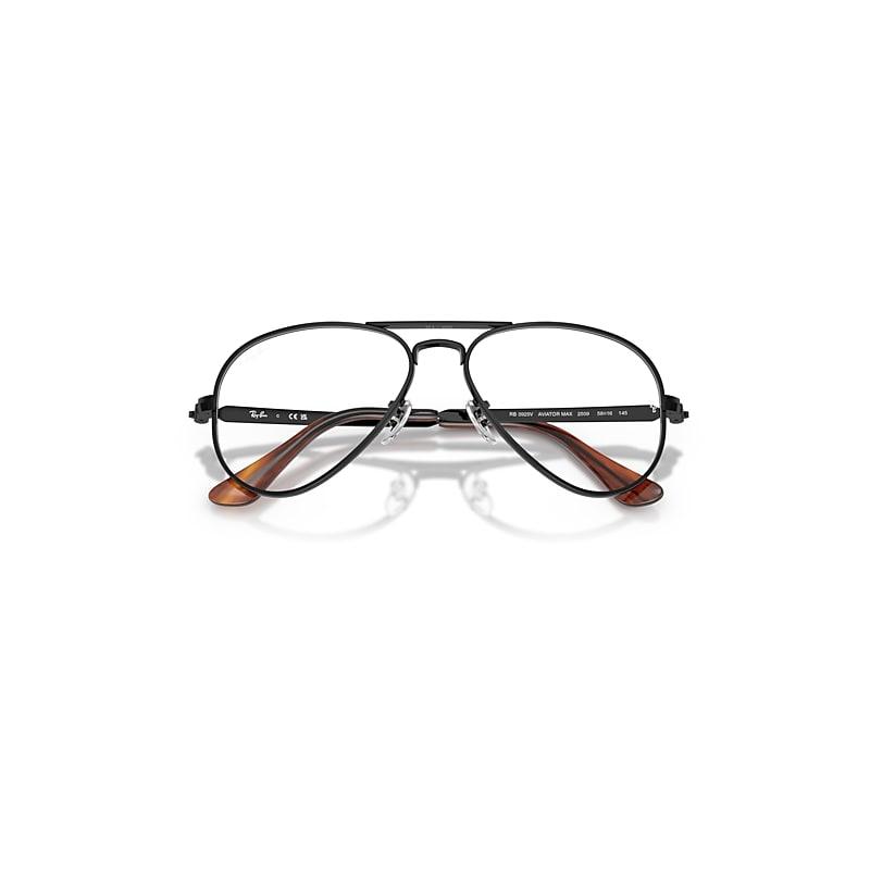 Ray-Ban Aviator Max Optics Eyeglasses Black Frame Clear Lenses Polarized by RAY-BAN