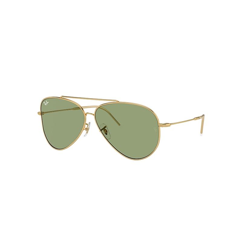 Ray-Ban Aviator Reverse Sunglasses Arista Gold Frame Green Lenses by RAY-BAN