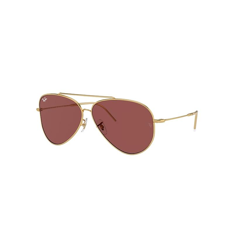 Ray-Ban Aviator Reverse Sunglasses Arista Gold Frame Violet Lenses by RAY-BAN