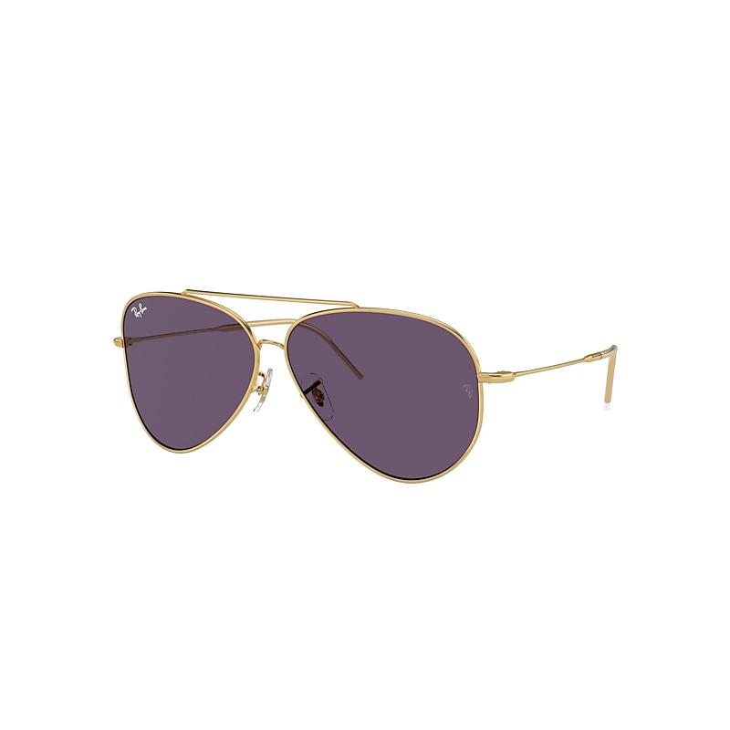 Ray-Ban Aviator Reverse Sunglasses Arista Gold Frame Violet Lenses by RAY-BAN