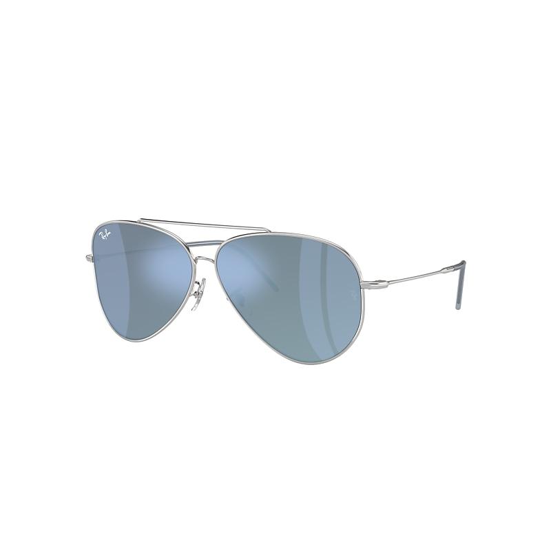 Ray-Ban Aviator Reverse Sunglasses Silver Frame Blue Lenses by RAY-BAN