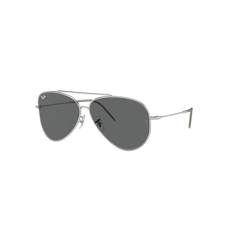 Ray-Ban Aviator Reverse Sunglasses Silver Frame Grey Lenses by RAY-BAN