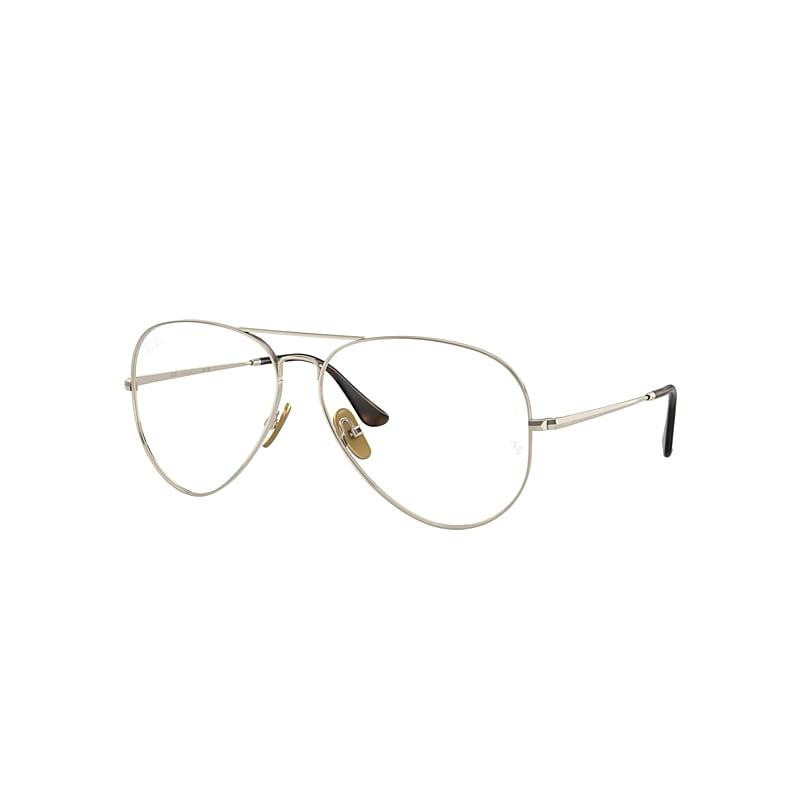 Ray-Ban Aviator Titanium Optics Eyeglasses Arista Gold Frame Clear Lenses Polarized by RAY-BAN
