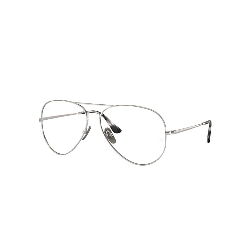 Ray-Ban Aviator Titanium Optics Eyeglasses Silver Frame Clear Lenses Polarized by RAY-BAN