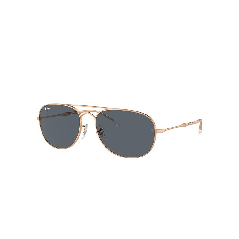 Ray-Ban Bain Bridge Sunglasses Rose Gold Frame Blue Lenses by RAY-BAN