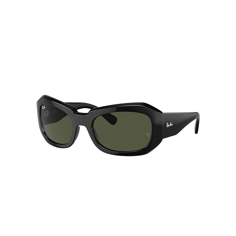 Ray-Ban Beate Sunglasses Black Frame Green Lenses by RAY-BAN