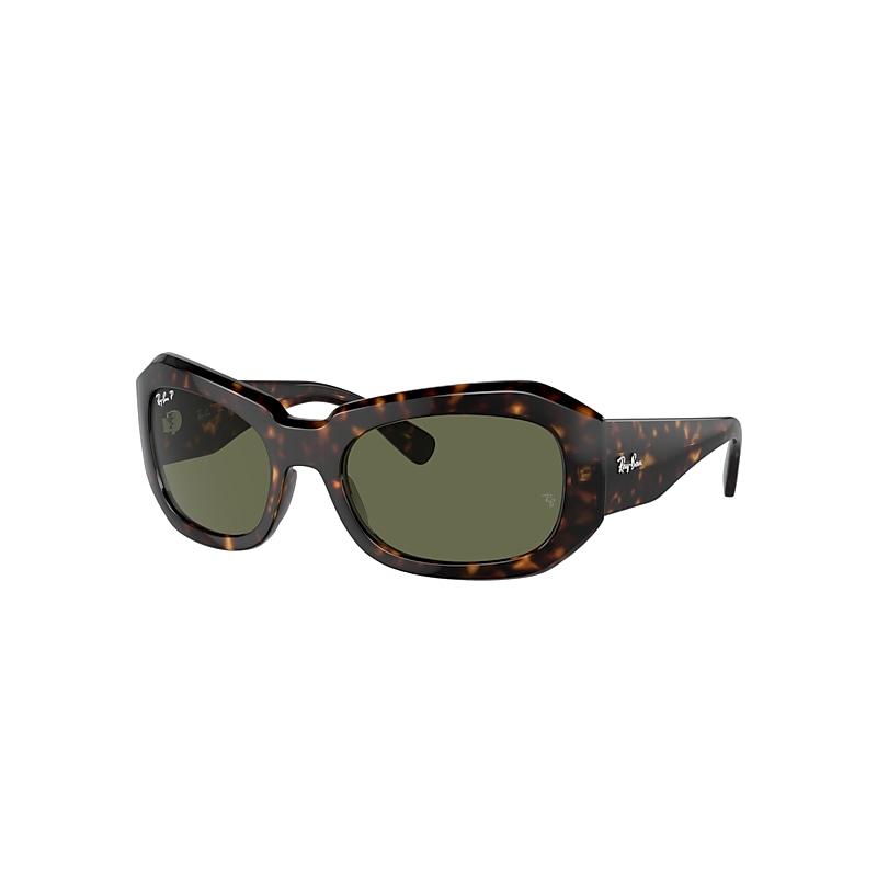 Ray-Ban Beate Sunglasses Havana Frame Green Lenses Polarized by RAY-BAN
