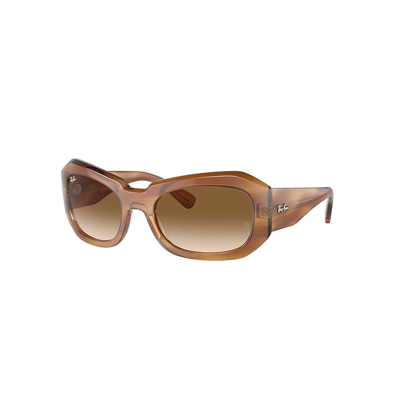 Ray-Ban Beate Sunglasses Striped Brown Frame Brown Lenses by RAY-BAN