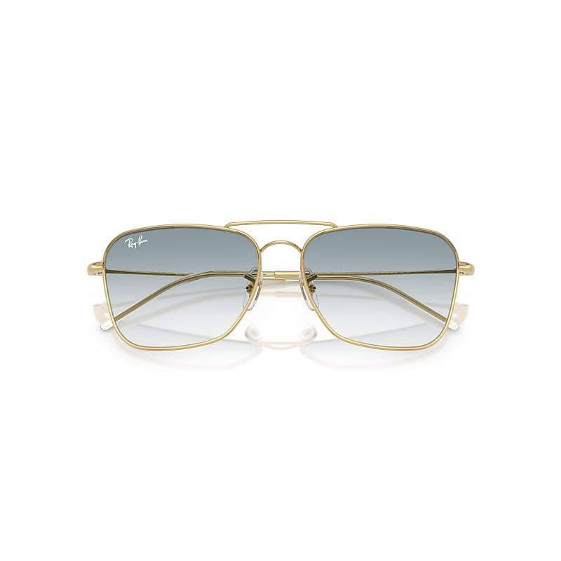 Ray-Ban Caravan Reverse Sunglasses Arista Gold Frame Blue Lenses by RAY-BAN